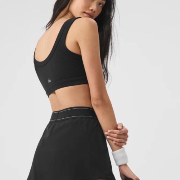 Alo Black Wellness Bra Ribbed Sports Bra Size LARGE - Picture 1 of 3